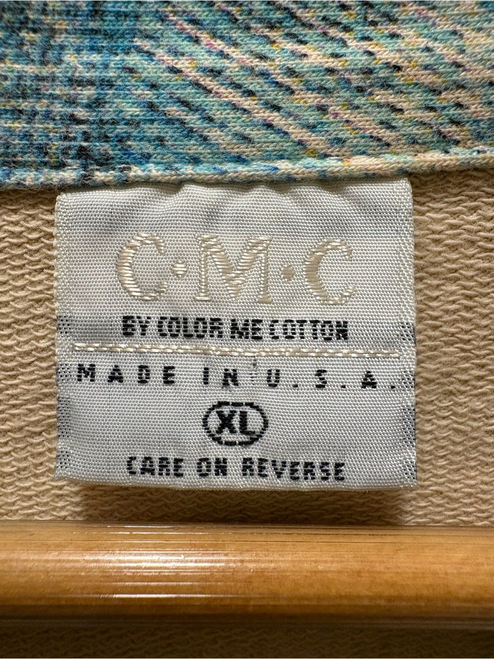 C.M.C. Color Me Cotton XL Blue Abstract Knit Jacket Shacket Cotton Stretch Art - Picture 2 of 16